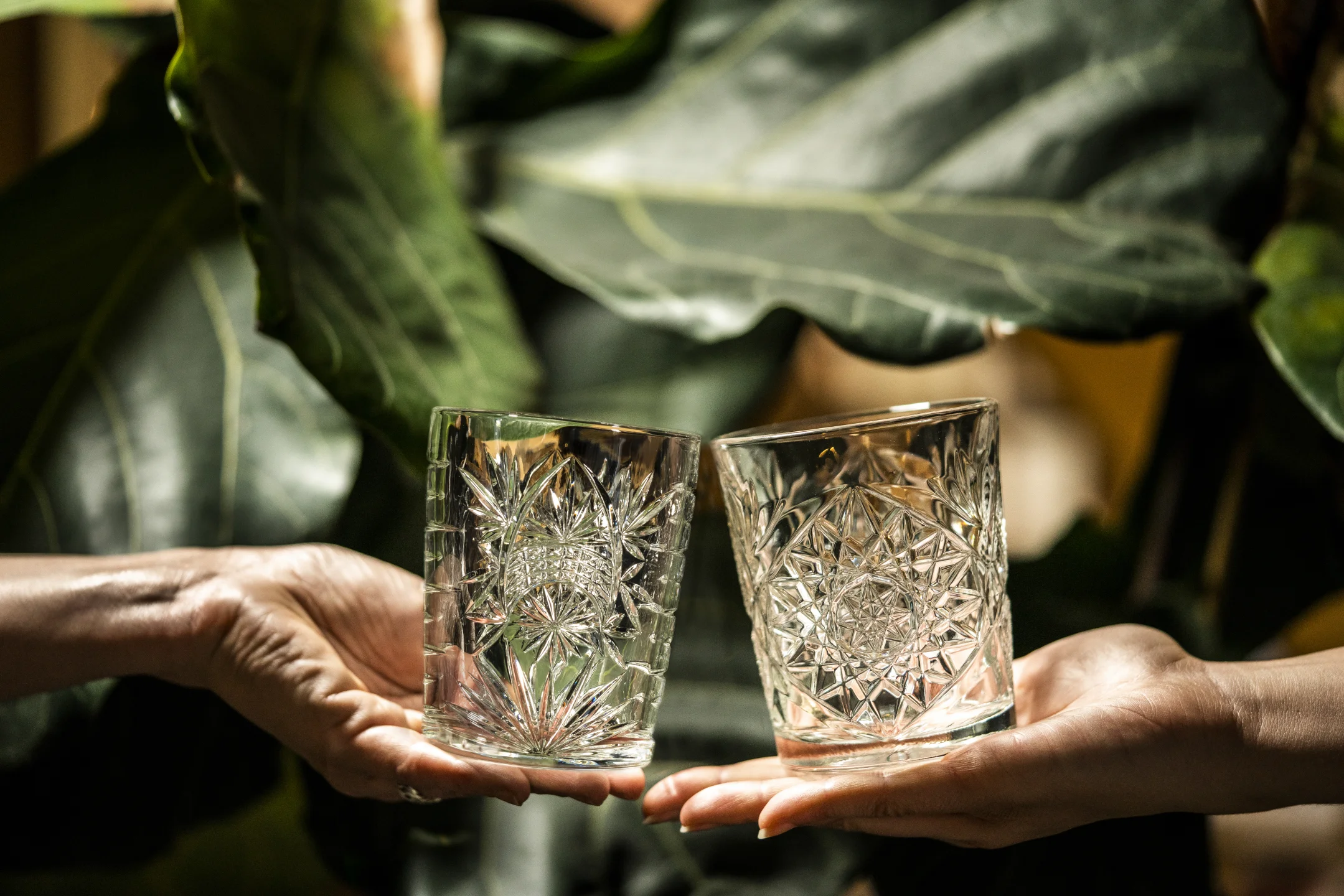 "Starla" and "ICON" glasses displayed on two hands