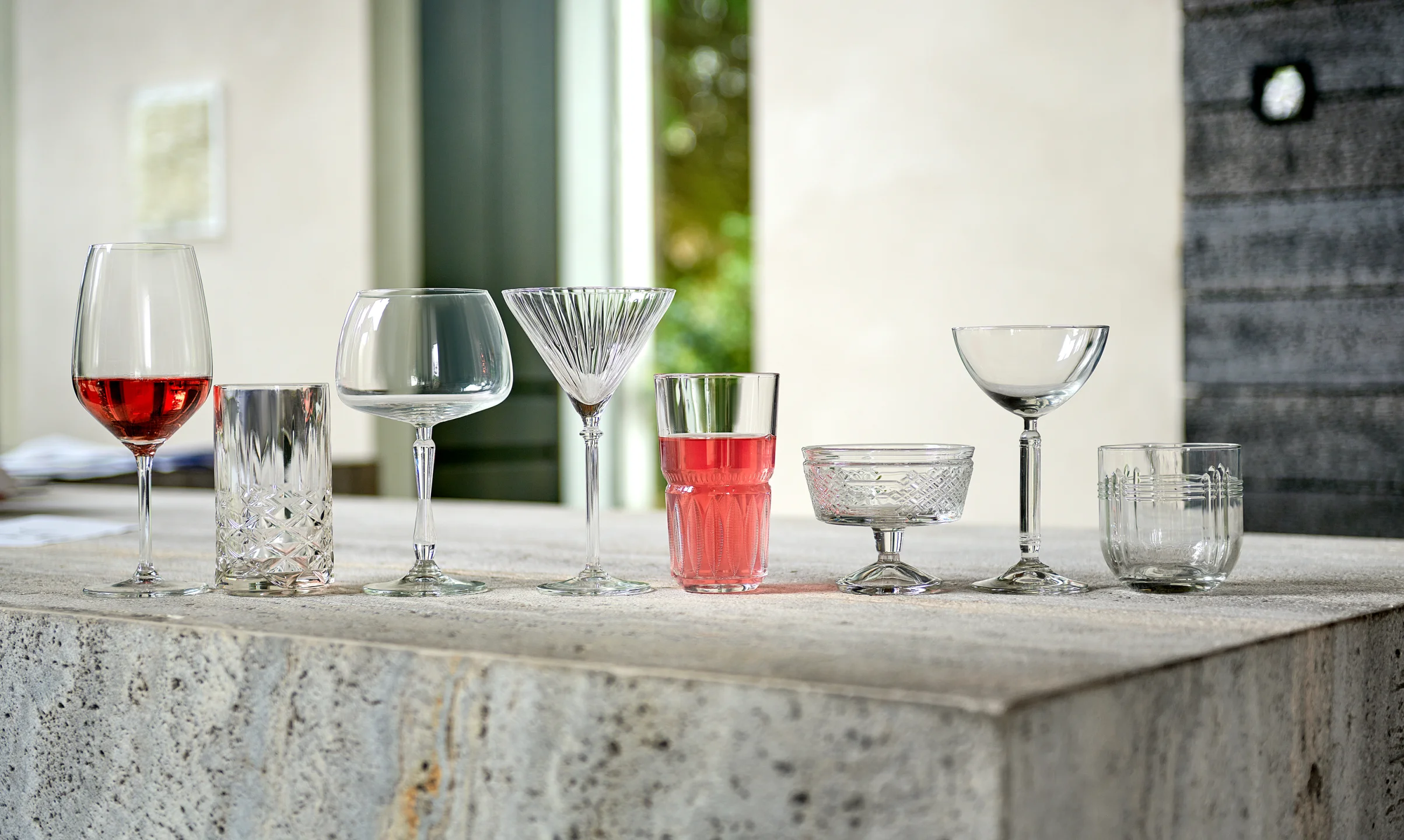 Assortment of stemware and glasses by ONIS and Royal Leerdam