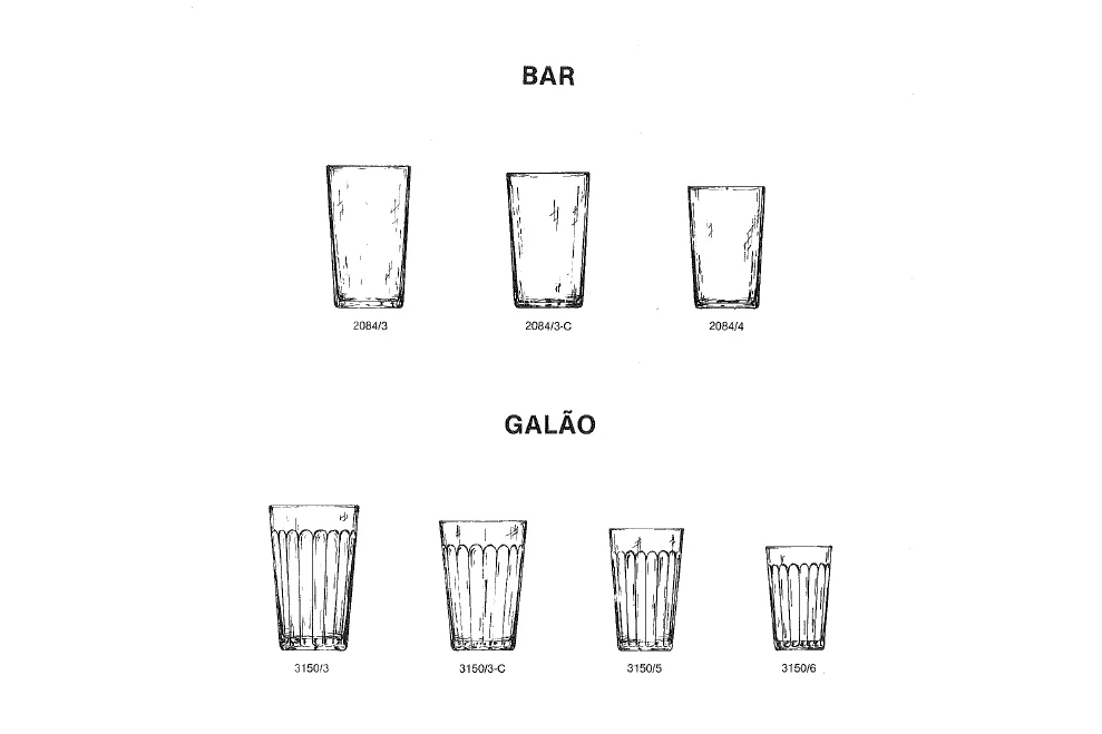 Bar and Galão glass sketches